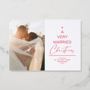 A Very Married Christmas Script Ivory Holiday Letterpress Photo Cards