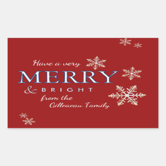 A Very Merry & Bright Christmas Package or Gift Rectangular Sticker