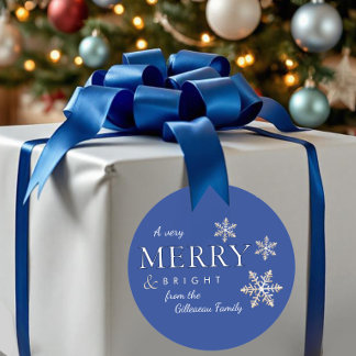 A Very Merry & Bright Christmas Snowflake Gift Classic Round Sticker