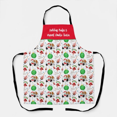 A Very Merry Cavalier King Charles Christmas Baker Apron