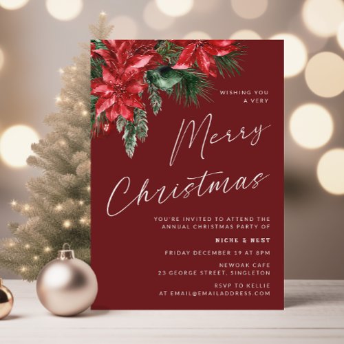 A Very Merry Christmas Classic Party Red Invitation