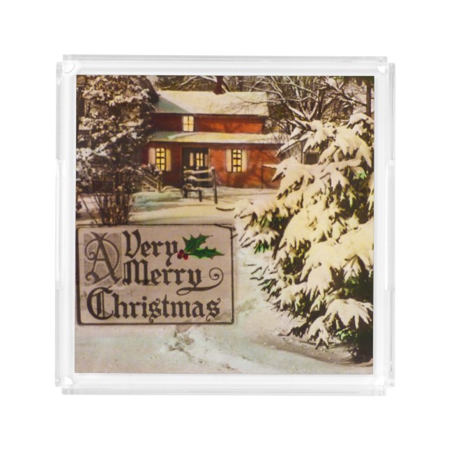 A Very Merry Christmas Classic Traditional Winter  Acrylic Tray (Front)