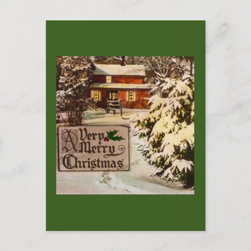 A Very Merry Christmas Classic Traditional Winter  Holiday Postcard