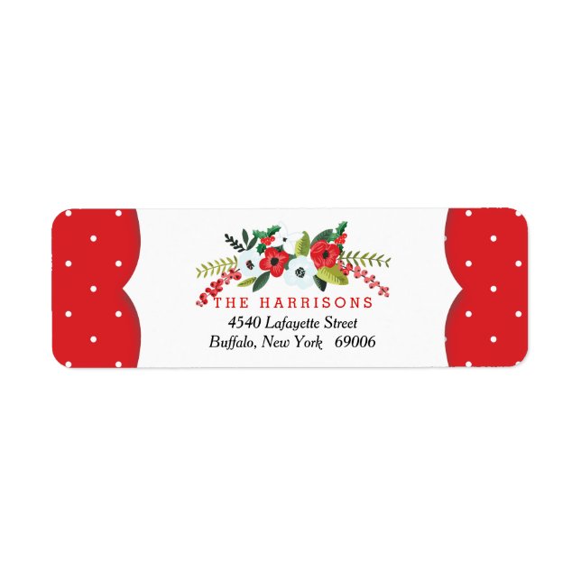 A Very Merry Christmas Floral Personalized Label (Front)