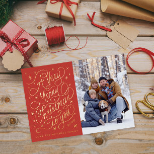 A Very Merry Christmas Hand-Lettering Photo Card
