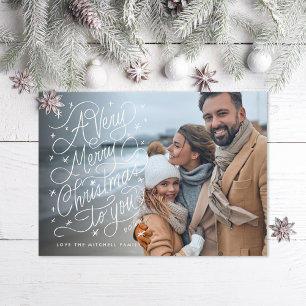 A Very Merry Christmas Hand-Lettering Photo Holiday Card