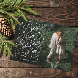 A Very Merry Christmas Hand-Lettering Photo Holiday Card