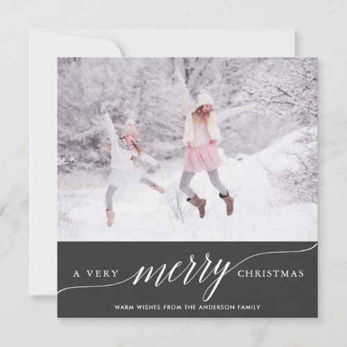 A Very Merry Christmas Holiday Photo Card  Square