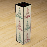 A Very Merry Christmas Personalized Wine Box<br><div class="desc">An elegant way to present your gifts of wine or other spirits at Christmas time is with IconDoIt's sophisticated repeating calligraphic design spelling out "A Very Merry Christmas" with graceful script in the shape of a Christmas Tree, set against a vanilla cream background with black edges. On top the red...</div>