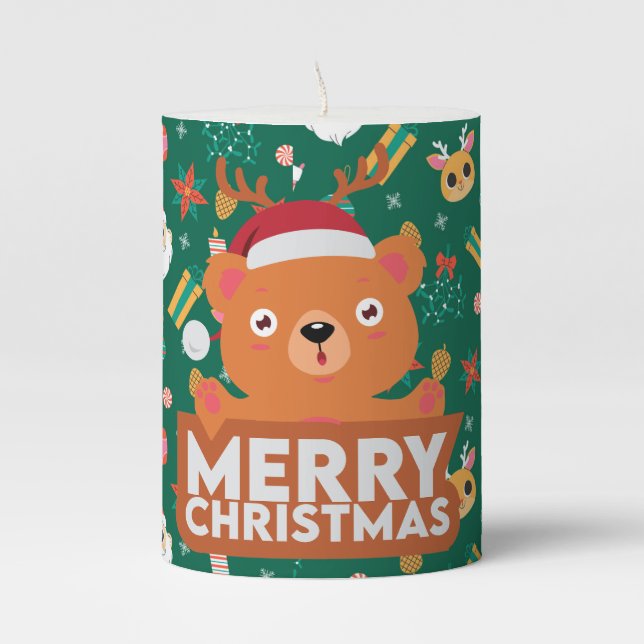 A Very Merry Christmas Pillar Candle (Front)