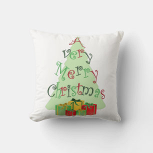 A Very Merry Christmas Pillow with Tree and Gifts