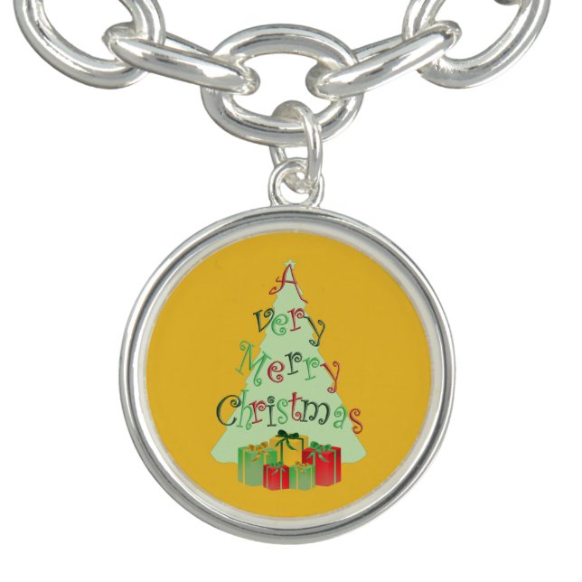 A Very Merry Christmas Tree and Gifts Holiday Bracelet (Design)