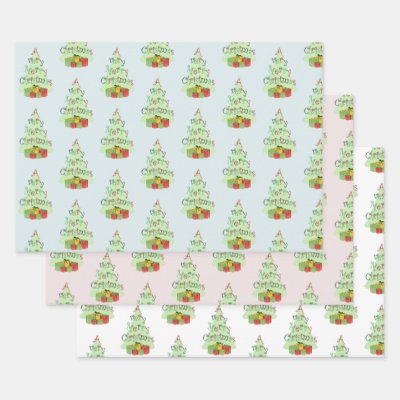 A Very Merry Christmas Tree Holiday Customized  Wrapping Paper Sheets