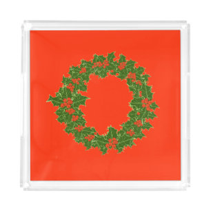 A Very Merry Christmas Wreath  Acrylic Tray