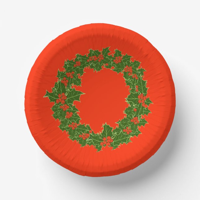 A Very Merry Christmas Wreath  Paper Bowls (Front)