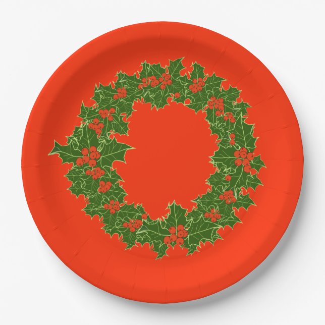 A Very Merry Christmas Wreath Paper Plates (Front)