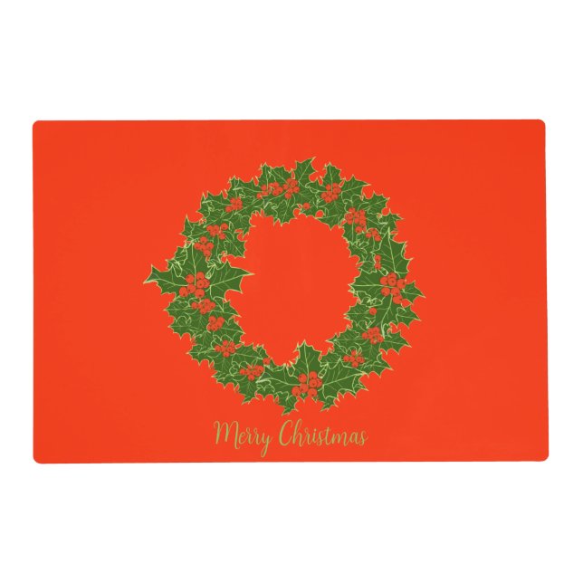 A Very Merry Christmas Wreath   Placemat (Front)