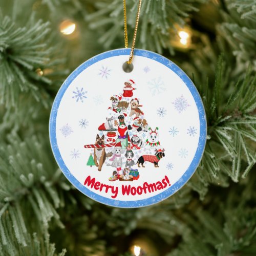 A Very Merry Doggie Christmas Ceramic Ornament