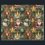 A Very Merry Ornament Party Wrapping Paper<br><div class="desc">This Christmas wrapping paper features a repeating pattern of festive holiday characters and ornaments on a dark green background. The design includes: Jolly Santa Claus: A standing Santa with a friendly smile, waving. Cheery Reindeer: A reindeer with a red nose and a candy cane. Smiling Snowman: A snowman wearing a...</div>