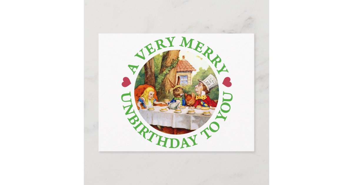 A VERY MERRY UNBIRTHDAY TO YOU HOLIDAY POSTCARD Zazzle a-very-merry-unbirthday-to-you-holiday-postcard-zazzle