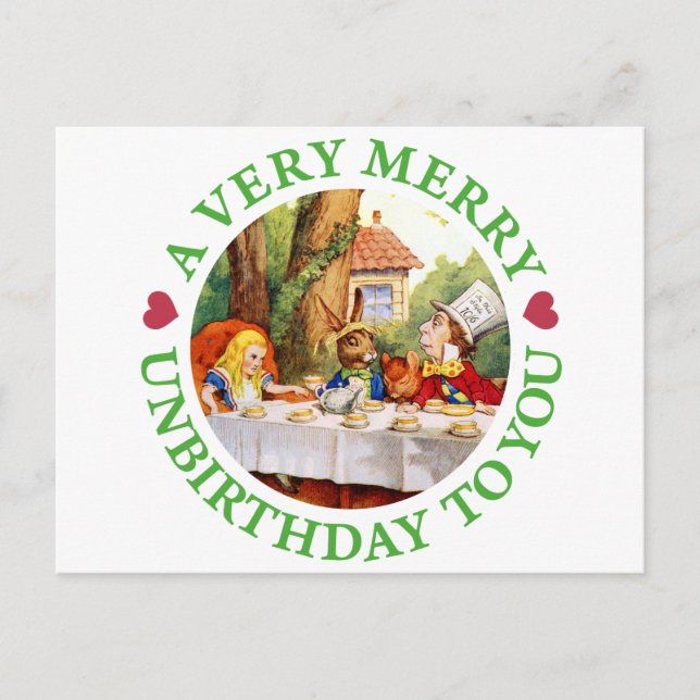 A Very Merry Unbirthday to You! Holiday Postcard (Front)