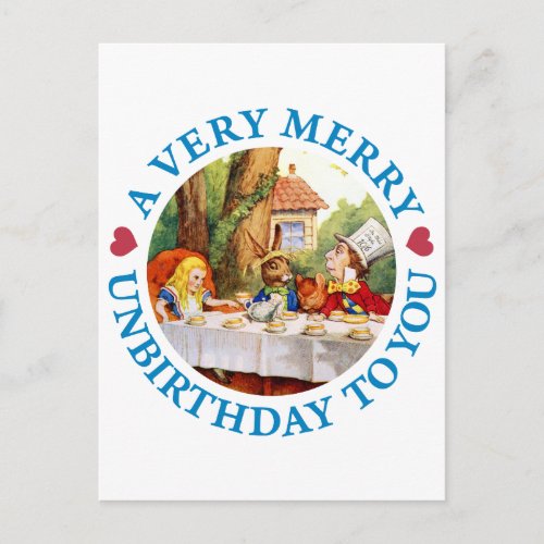 A VERY MERRY UNBIRTHDAY TO YOU POSTCARD