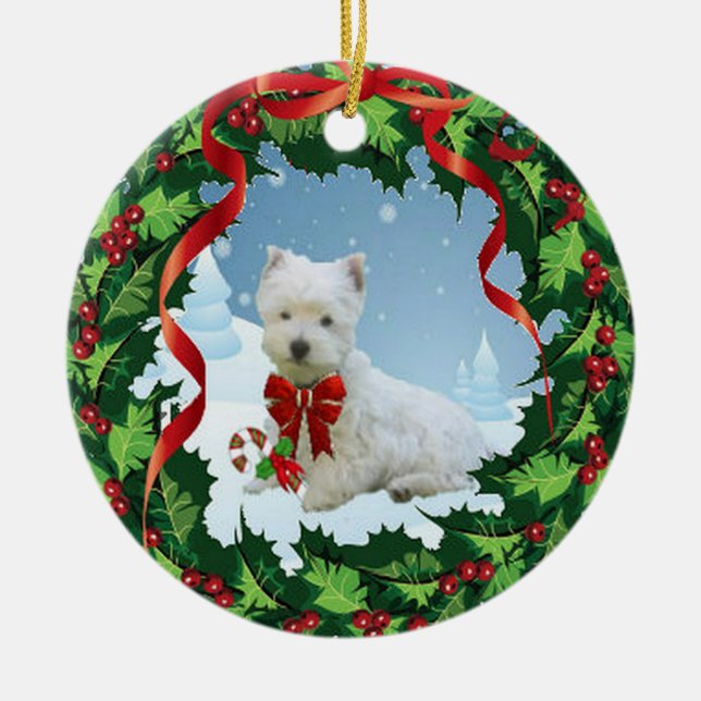 A Very Merry Westie Christmas Ornament (Front)