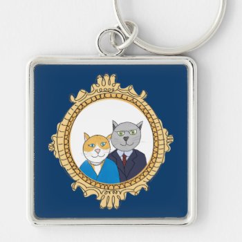 A Very Nice Kitty Couple Keychain by sfcount at Zazzle