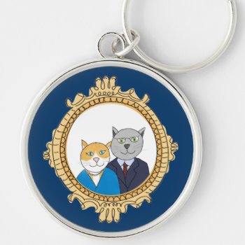 A Very Nice Kitty Couple Keychain by sfcount at Zazzle