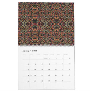 a very ornate pattern with many different colors calendar