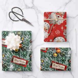 A Very Retro Merry & Bright Christmas Wrapping Paper Sheets