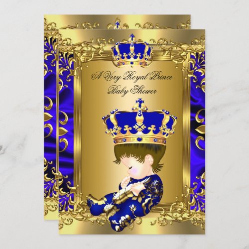 A Very Royal Prince Baby Shower Brunette Baby Invitation