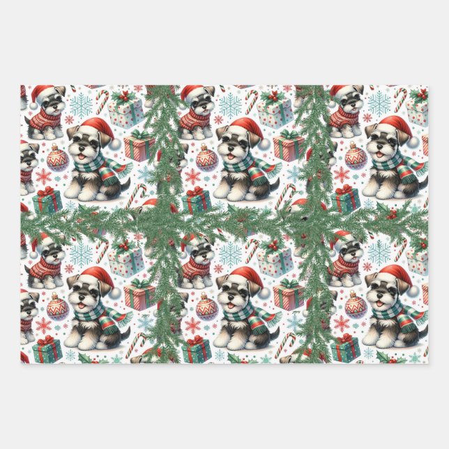 A Very Schnauzer Christmas Wrapping Paper Sheets (Front 2)