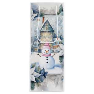 A VERY SNOWY CHRISTMAS GREETING WINE GIFT BAG