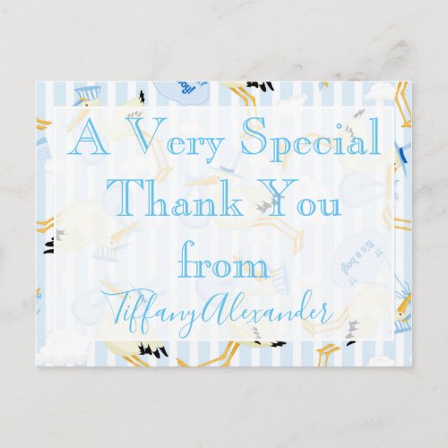 A very special baby shower thank you postcard