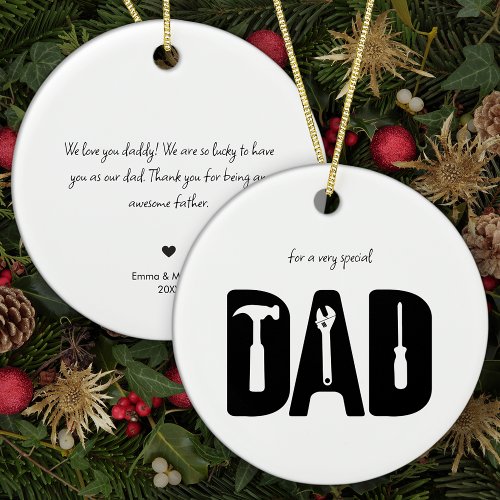 A Very Special Dad Personalized Message Christmas Ceramic Ornament