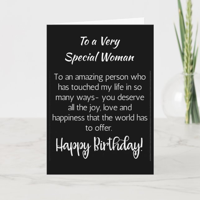 **A VERY SPECIAL WOMAN** ON YOUR BIRTHDAY CARD (Front)