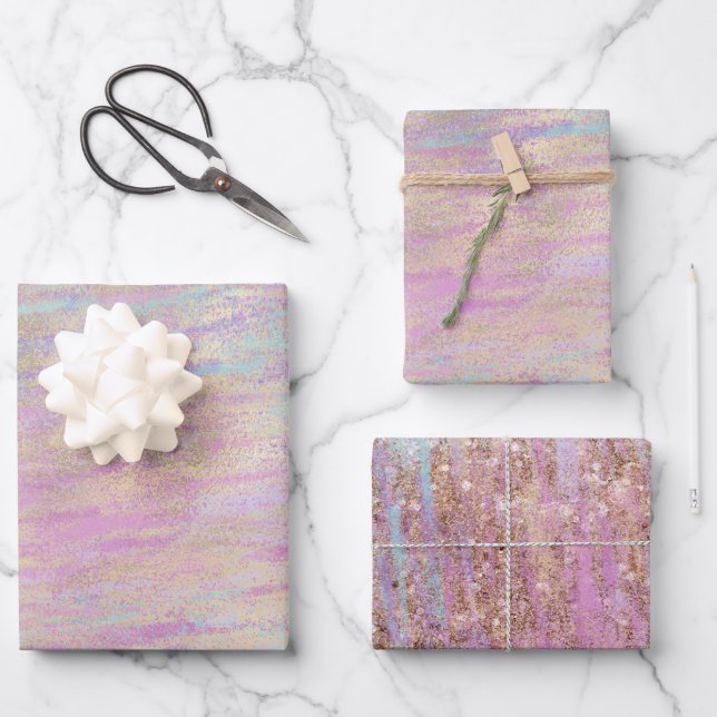A Very Unicorn Sparkle Glitzy Gold Christmas Wrapping Paper Sheets (Front)