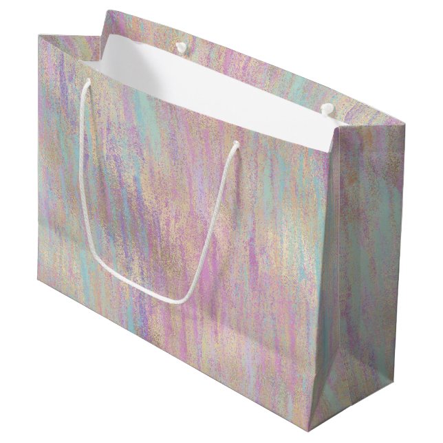 A Very Unicorn Sparkle Glitzy Gold Pink Christmas Large Gift Bag (Front Angled)