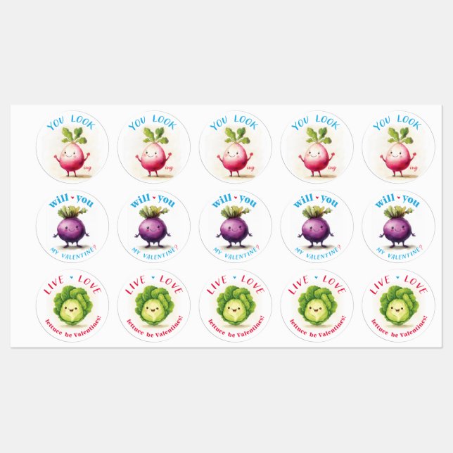 A Very Veggie Valentine Sticker Set (Sheet)