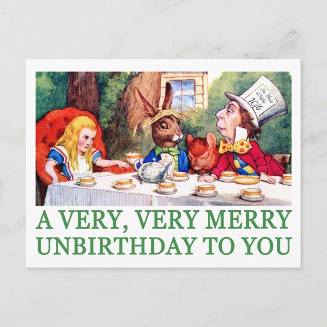 A VERY, VERY MERRY UNBIRTHDAY TO YOU! HOLIDAY POSTCARD (Front)