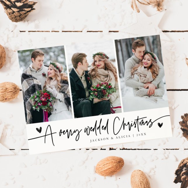 A Very Wedded Christmas Newlywed Photo White Holiday Card (Creator Uploaded)