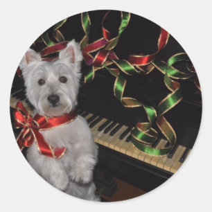 A Very Westie Christmas Classic Round Sticker