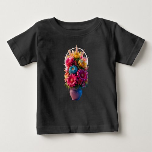 A vibrant 3D render of a multi_flower pot arran Baby T_Shirt