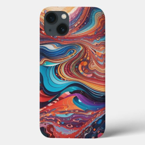 A vibrant abstract landscape of data harmonization iPhone 13 case