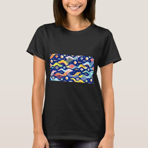 A vibrant and colorful illustration of ocean creat T-Shirt