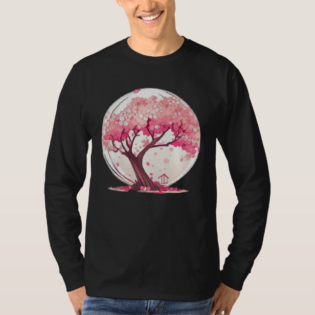 A Vibrant and Inspiring Cherry Blossom Sphere Tree T-Shirt (Front)