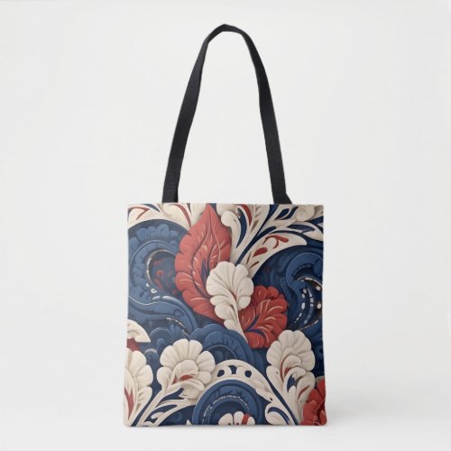 A vibrant and intricate floral pattern  tote bag