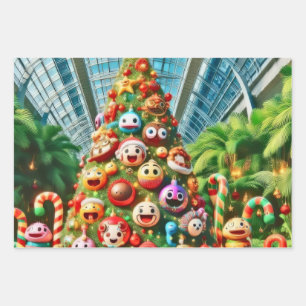 A vibrant and whimsical Christmas tree Wrapping Paper Sheets