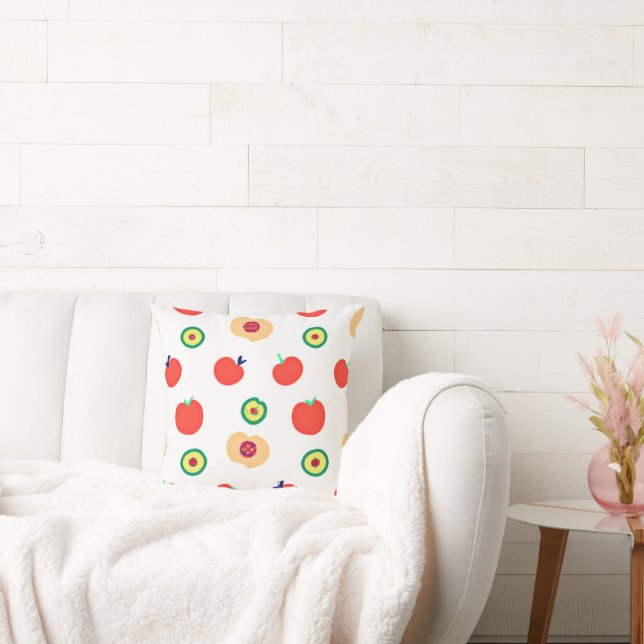 A Vibrant Apples Fruit Patterns Design   Throw Pillow (Couch)
